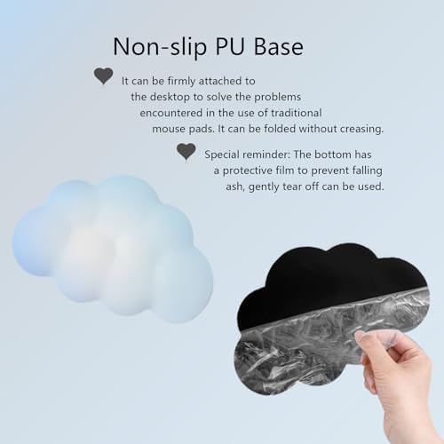 Blue Cloud Mouse Pad and Keyboard Wrist Rest 4PCS Extended Large Stars Desk Mat Pad Set Memory Foam Non-Slip Ergonomic Cute Gaming Mouse Pad Wrist Support for Computer Laptop Home Office
