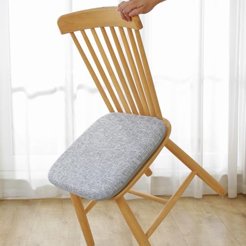 High Resilience Memory Foam Chair Cushion 17"x17"x2" Set of 2 Square Chair Pads and Washable Cover Non Slip Seat Cushions for Indoor Dining Room Kitchen and Office Chairs (Grey,17"x17")