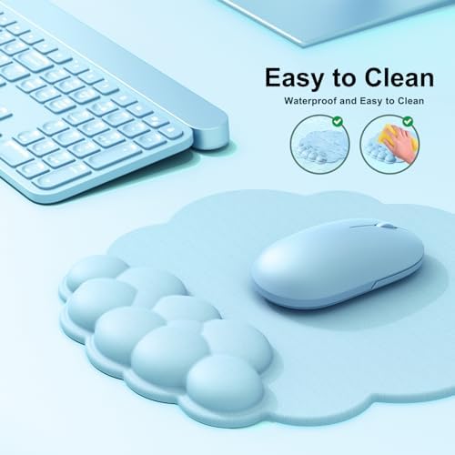 MOKURU Cloud Mouse Pad with Wrist Rest, Cloud Keyboard Wrist Rest, Mouse Pad Wrist Support, Ergonomic Cloud Keyboard Mouse Wrist Support (Blue)