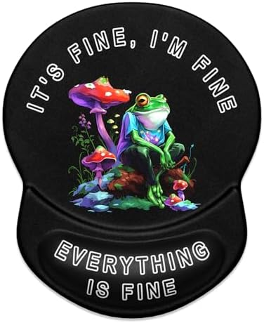 ITNRSIIET Ergonomic Mouse Pad with Gel Wrist Support Small Wrist Rest Smooth Surface Non-Slip PU Base Comfortable Office Supplies Pain Relief, 8.7 x 7.2 inches, Unhappy Frog