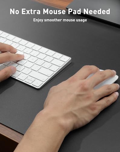 Aothia Faux Leather Desk Mat - Large Mouse Pad, Non-Slip PU Leather Blotter, Waterproof Writing Surface for Office and Home (Grey, 63" x 24")