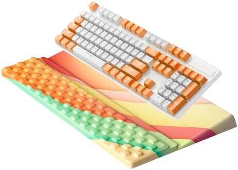 Ospelelf Keyboard Wrist Rest, Ergonomic Memory Foam Wrist Support for Typing & Gaming, Tilted Keyboard Pad, Aesthetic Desk Accessories for Office, Relief for Carpal Tunnel & Wrist Pain, Colorful