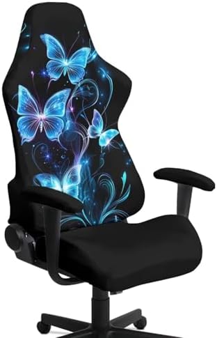 Butterfly Gaming Chair Covers Anti-Slip Gamer Chair Seat Cover Stretch Fit Office Computer Armchair Slipcover for Reclining Racing Gaming Chairs