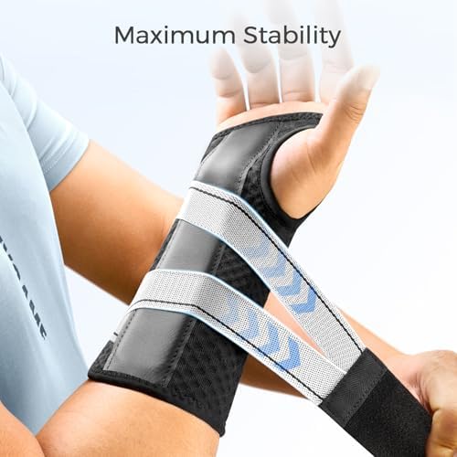 FREETOO Carpal Tunnel Wrist Brace Night Support.Black,Right Hand,S/M