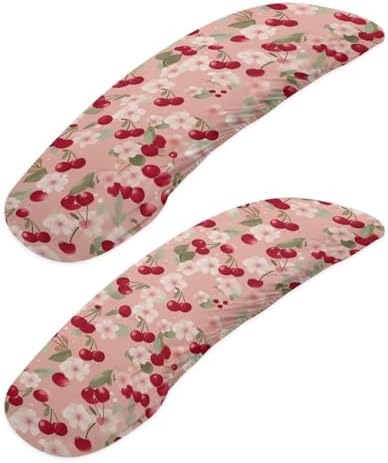 Cherry Blossom Printed Office Chair Armrest Covers Soft Comfy Breathable Gaming Chair Arm Rest Covers with Elastic Edge Easy to Install Home Decorative Accessories, Set of 2
