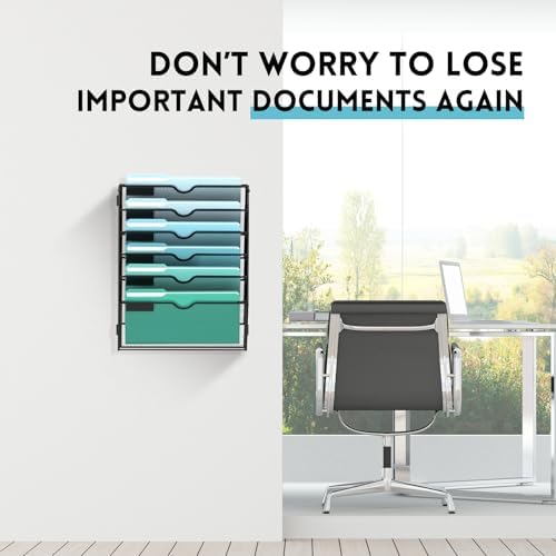 SUPEASY 6-Tier Wall File Organizer, Wall Mounted Mail Sorter, 2 Pack