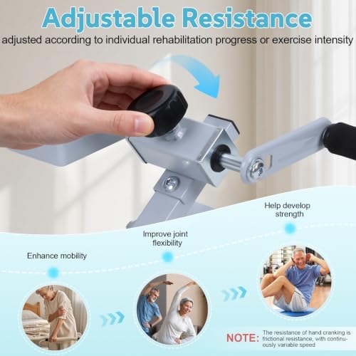 Tabletop Arm Bike with Suction Cup Base, Adjustable Resistance Hand Cycle Exerciser for Arm and Shoulder Exercise, Portable Upper Body Pedal Trainer for Home Office Senior Fitness