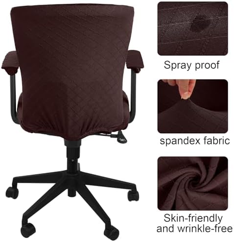 Tallew 4 Pcs Office Chair Covers Stretch Seat Armrest, Dark Brown