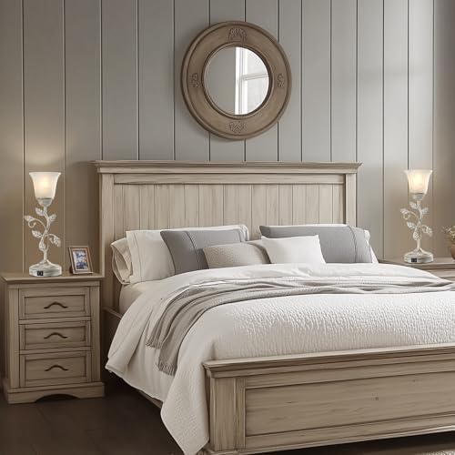 Set of 2 Rustic Touch Table Lamps for Bedroom 2 USB C+A