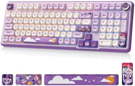 My Little Pony Wireless Mechanical Keyboard - 101 Keys RGB Gaming Keyboard with Custom Linear Switches, Hot-Swap & Knob Control, Triple Connection (BT5.0/USB-C/2.4GHz), Ergonomic for Work & Gaming