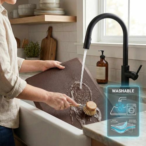 Hauteloom Kitchen Mat - Cushioned Anti Fatigue Rug - Waterproof, Non Slip - Standing and Comfort Desk/Floor Mats for House Sink Office - Brown - 20" x 32"