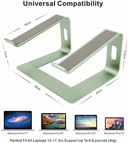 Ergonomic Aluminum Laptop Mount - Adjustable Computer Stand for MacBook Pro/Air HP Lenovo Samsung Dell - Fits 10-17.3" Laptops (Apple Green)
