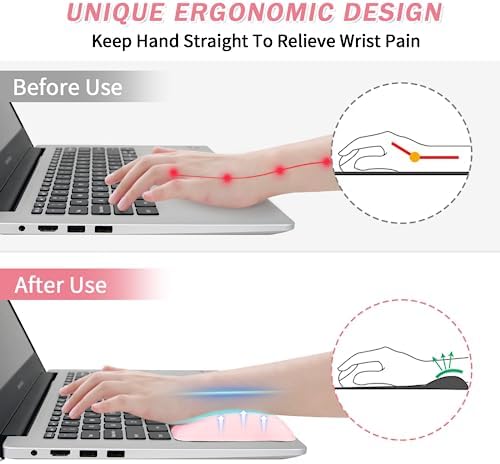 VAGAU Wrist Rests for Laptop, Wrist Support for Keyboard and Mouse Pink