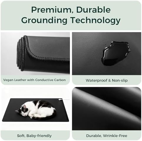 Grounding Mat for Bed and Desk, 24 × 16 in, 15 Ft Cord