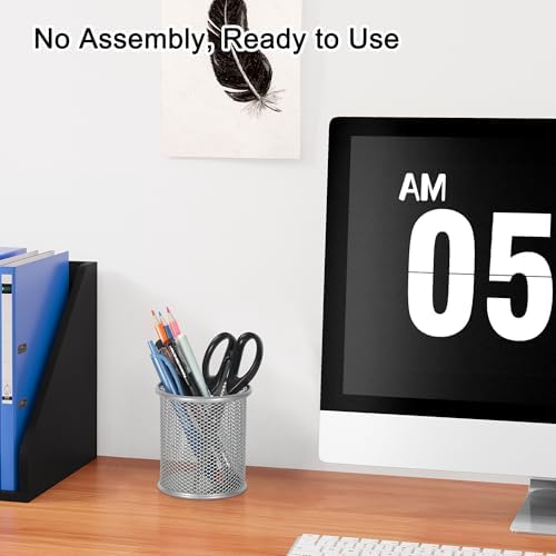 EasyPAG Pencil Holder for Desk, 2 Pack Metal Pen Organizer, Mesh Pencil Cup Organizer for Home, Office, Classroom, School, Silver