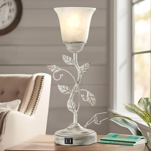 Rustic Touch Table Lamp for Bedroom with 2 USB C+A Ports