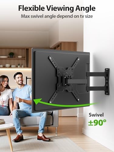 USX MOUNT UL Listed Full Motion TV Mount, Swivel Articulating Tilt TV Wall Mount for 26-65 Inch LED, 4K, Wall Mount Bracket with VESA 400x400mm Up to 77lbs, Perfect Center Design -XMM006-1 (Pack of 2)