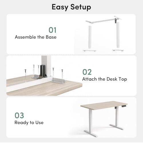 CubiCubi 55 x 28 One-Piece Electric Adjustable Standing Desk, Light Walnut