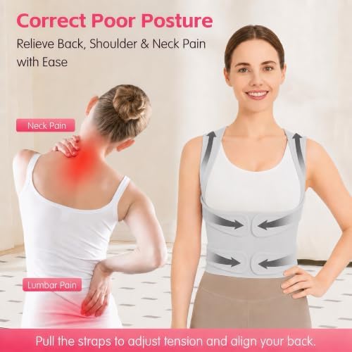 Posture Corrector for Women & Men, Adjustable Full Back Brace Support