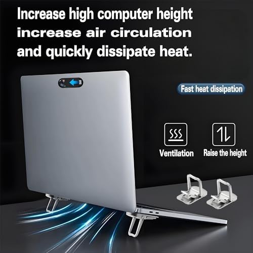 2PCS Laptop Stand Portable,Adjustable Laptop Riser, Ergonomic Cooling Mini Invisible Notebook Stand Riser for Desk Computer Keyboard MacBook (Black)