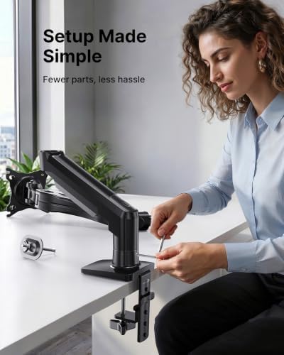 HUANUO 2 Pack Monitor Arm for Dual Monitor Setup, Single Monitor Mount for 13 to 32 Inch Screens, Adjustable VESA Monitor Stand with Clamp and Grommet Base, Each Arm Holds 4.4 to 19.8 lbs