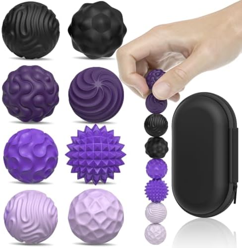 Silicone Magnetic Balls, Fidget Toys for Adults & Teens, 8PCS Stress Balls Sensory Toy, Quiet Magnet Desk Fidgets with Textured, ADHD Anxiety Relief Items, Fun Stocking Suffers Gifts