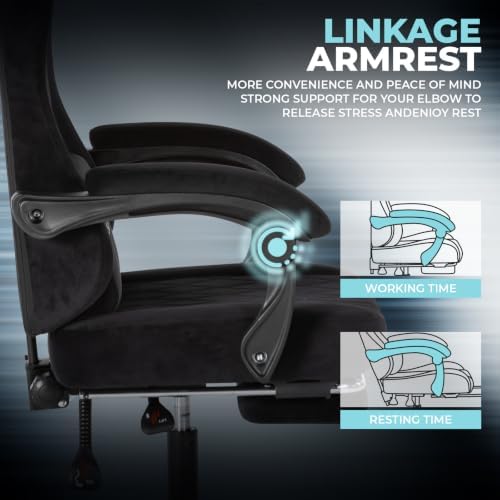 Video Gaming Chair Ergonomic Computer Chairs Gamer Chairs for Adults Massage Lumbar Support Swivel Height Adjustable Headrest Backrest Black