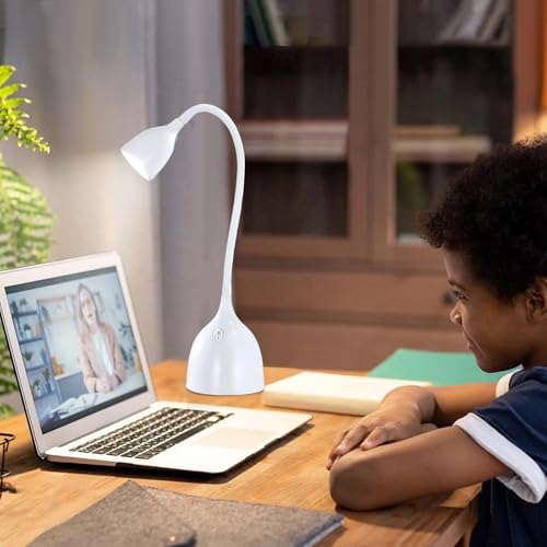 EJIAXIN Desk Lamp for College Dorm Room - LED Reading Light, White