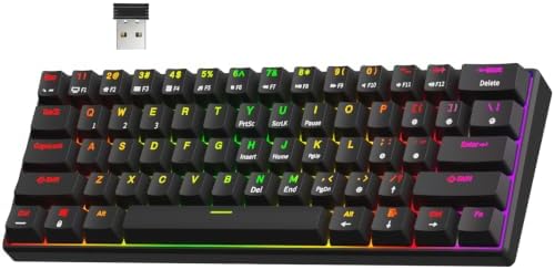 RK ROYAL KLUDGE RK61 60% Wireless Mechanical Keyboard w/Coiled Cable, Black