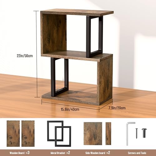 Desk Organizer & Desk Hutch Shelf, Wood, Rustic Brown
