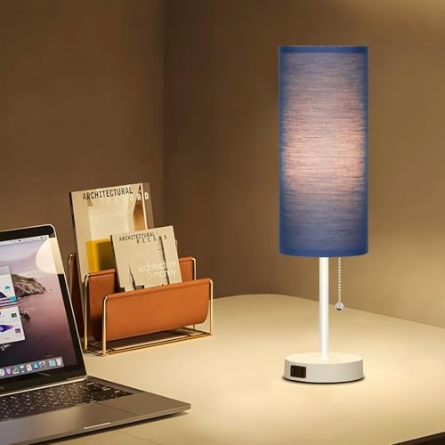 Dott Arts 18" Table Lamp for Bedroom, 3-Color Bedside Lamps with Pull Chain