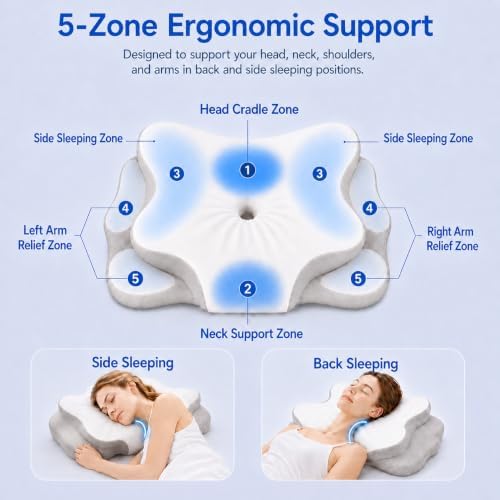 Cervical Neck Pillow for Pain Relief,Memory Foam Ergonomic Pillow