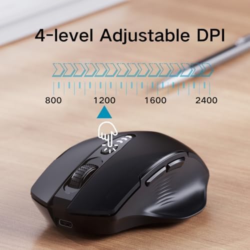 Uineer Bluetooth Mouse, Tri-Mode Wireless, Rechargeable, 3-Device Switch