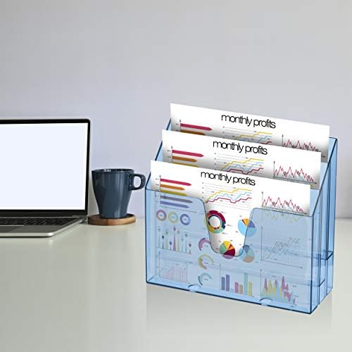Acrimet Horizontal Triple File Folder Organizer Sorter, Letter, Clear Blue