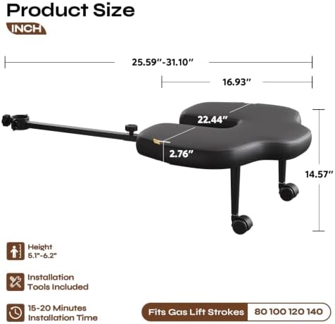 Pinmoco Adjustable Foot Rest for Office Chair, Under Desk Footrest, Black