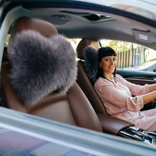 Car Headrest Pillow Plush Protector Neck Rest Pillows, Gray