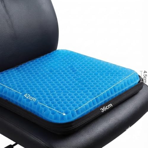 100% Gel Seat Cushion Original-Extra Thick, Breathable Honeycomb Design,Non-Slip Cooling Cushion for Office Chair, Car & Wheelchair, Purple 1pc Seat Cover