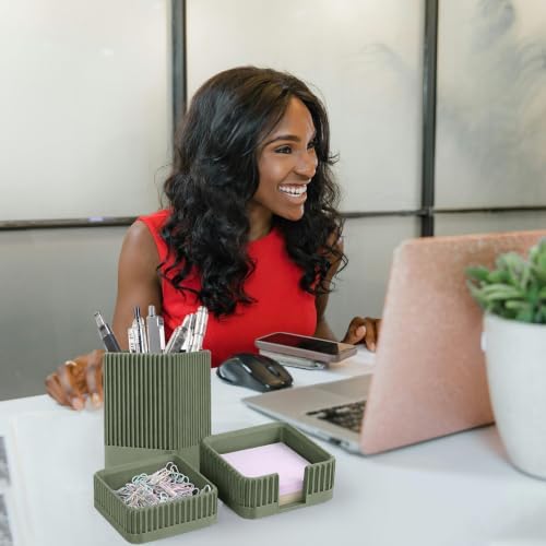 Aesthetic Desk Organizer Set,3-Piece Sturdy Plastic Office Accessories