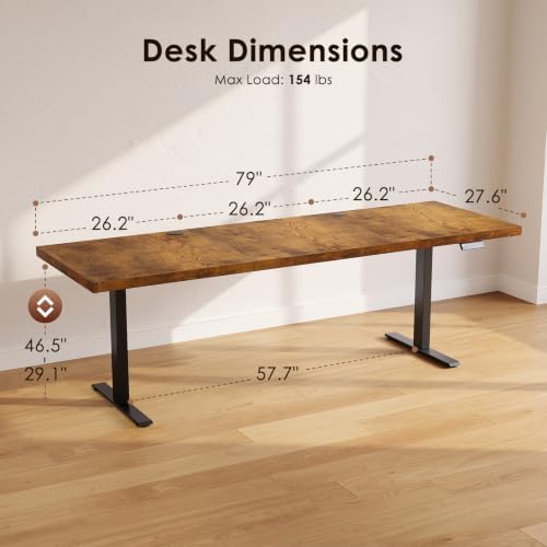 OffiGo 79" Executive Electric Standing Desk Height Adjustable, Rustic Brown