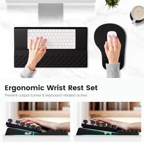 Ospelelf Ergonomic Mouse Pad and Keyboard Stand Wrist Rest Set, Memory Foam Comfort, Pain Relief for Typing, Office Desk Accessories, Black