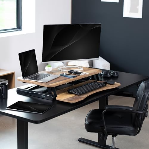 VIVO Reclaimed Wood 32 inch Desk Converter, DESK-V000KP