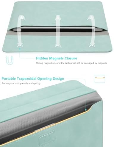 HYZUO 13 Inch Laptop Case Sleeve with Stand for MacBook Air, Mint Green