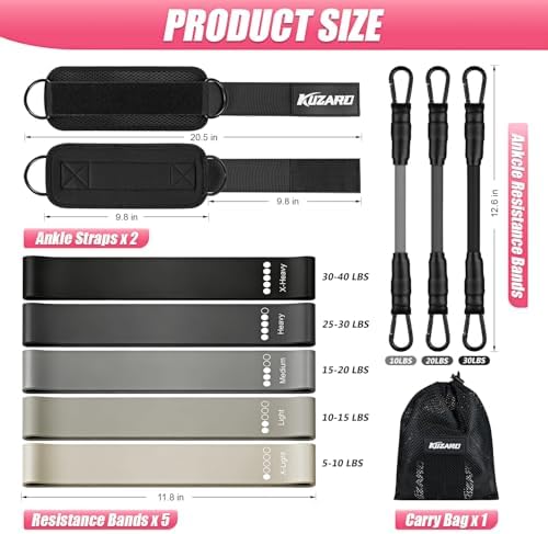Ankle Resistance Bands with Cuffs, Resistance Bands Set for Working Out, Leg and Glute Exercise Bands – Home Gym Workout Equipment for Women, Booty Building, Pilates, Rehab, Physical Therapy