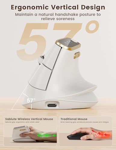 SABLUTE Ergonomic Vertical Wireless Mouse with 3-Device Switching MAM4