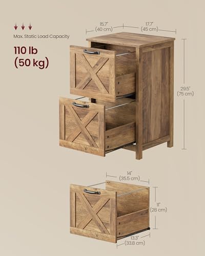 VASAGLE File Cabinet, 2-Drawer Filing Cabinet for Home Office