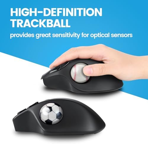 Perixx PERIPRO-303X2F 1.34 Inches Sports Trackball 2 pcs Pack - Fun Novelty Baseball and Soccer Design - Compatible for M570, M575, PERIMICE-517/520/717/720, and Other 1.34inches Trackball Mouse