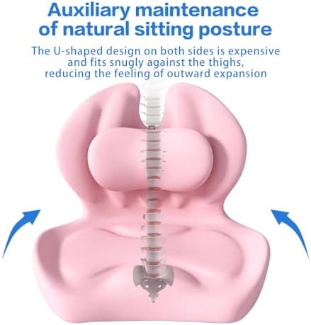 Adjustable Memory Foam Lumbar Cushion - Ergonomic Lower Back Support Pillow with Cotton Cover, Mid-Height Customizable Design for Office Chair, Car Seat, Long Sitting (Pink, Large)