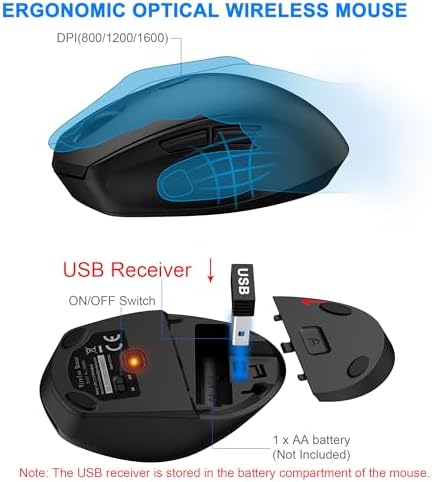 EDJO Wireless Keyboard and Mouse Combo, USB Plug & Play (Classic Black)
