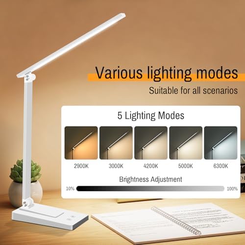Rechargeable LED Desk Lamp, 5 Color Modes with 5 Brightness