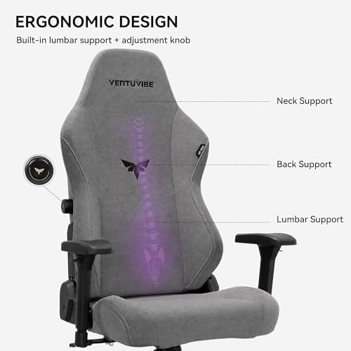 Gaming Chair - High Back Ergonomic Computer Chair with Lumbar Support, Video Game Chair-4D Adjustable Armrests,170° Reclining & 320lb Capacity,Fabric,Meteorite Gray